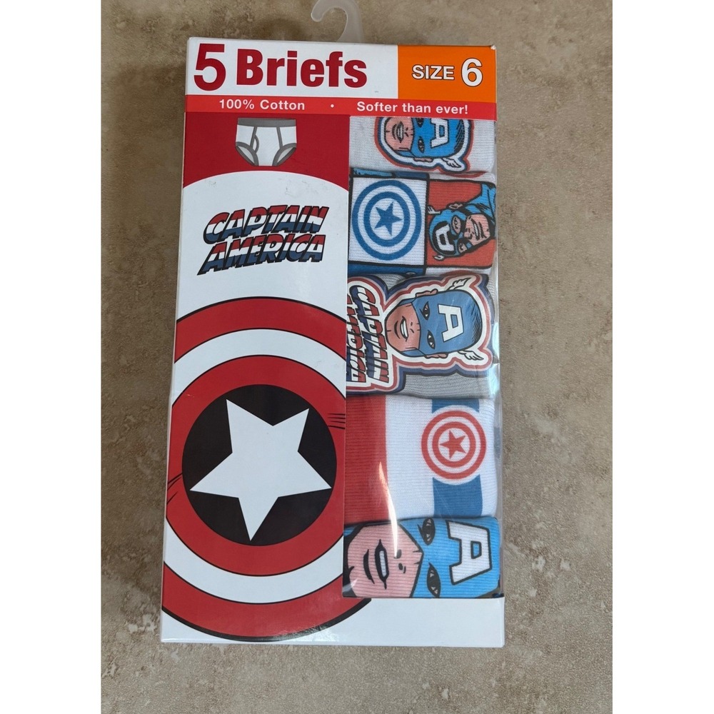 Captain‎ America Briefs Boys Size 6 Multicolor 5 Pack Marvel Superhero NEW
